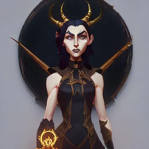 Prompt: hecate, dark witch goat of Salem holding a golden chalice, elegant art by christian linke and alex yee