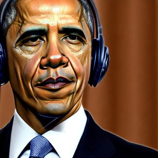 Prompt: obama with headphones