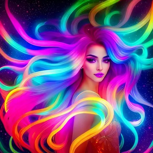 Prompt: magical girl, golden long hair, sparkle, vibrant, bioluminescence, 8k
