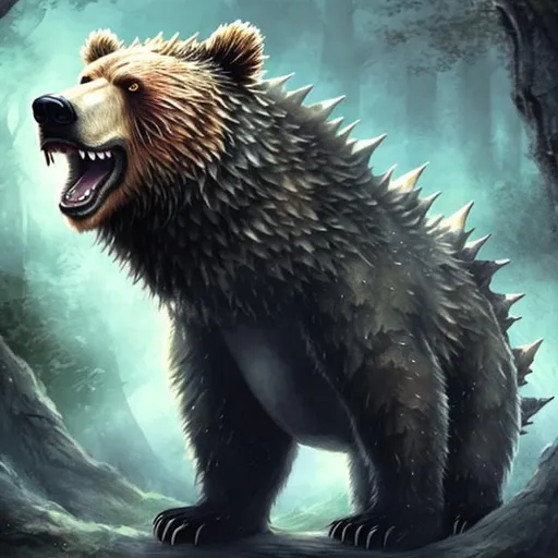 Prompt: A hybrid between a bear and a dragon 
