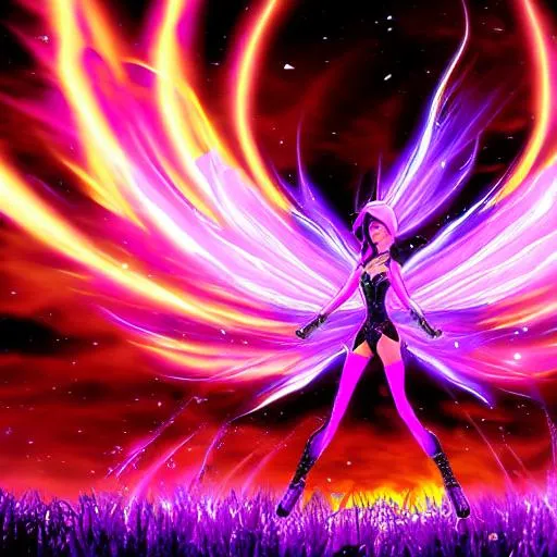 Prompt: Violet flame  lightning angel