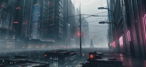 Prompt: high detail dark city  cyberpunk scenery background