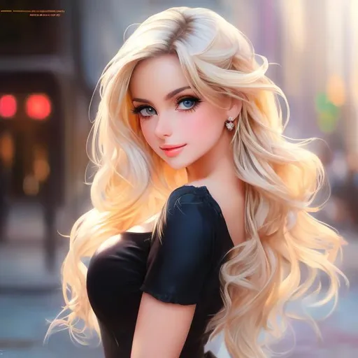 Prompt: Full body Portrait of {nsfw Artist Ayla on the street anime 3d} with {blond} hair and with cute face, { In photo hd}, full body, perfect composition, hyperrealistic, super detailed, 500k, high quality , trending art , trending on artstation , sharp focus , Realistic background image hd, intricate details, highly detailed.