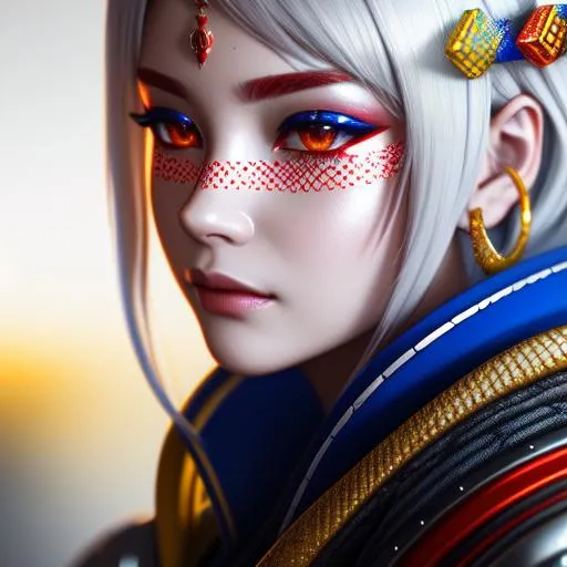 Prompt: Mix Kyashan and Snake Eye, in White Silver, Yellow, Red and blue, color palette, 8k super realistic, intricate details, 3d octane rendering, detailed, realistic, ultra realistic, hyper detailed, cyberpunk armor, hyper realistic texture, incredibly perfect, incredibly majestic in its complexity, surreal textures, otherworldly photorealism, 8k rendering, LUMION 6 rendering, natural autumn sunlight