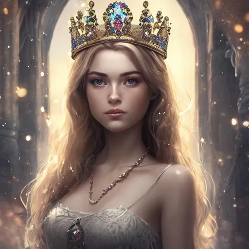 Prompt: beautiful fictional female with crown