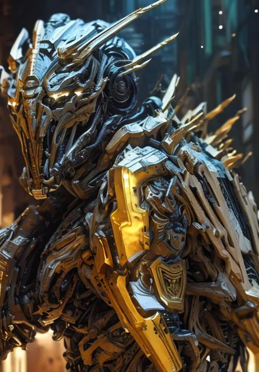 Prompt: show face, an intricate man exoskeleton, white mate & gold and black armor, pale skins, juicy, futuristic mecha armor, LED body, tron, 3d, Splash art, front, epic Instagram, artstation, hyperdetailed intricately detailed, intricately detailed full helmet, unreal engine, fantastical, intricate detail, the corrupted Dragon Aspect, splash screen, Deathwing, complementary colors, red eyes, Sci-fi concept art, 8k, heavy strokes, war, splash arts, full height, {{{{the highest quality concept art masterpiece full body view}}}},