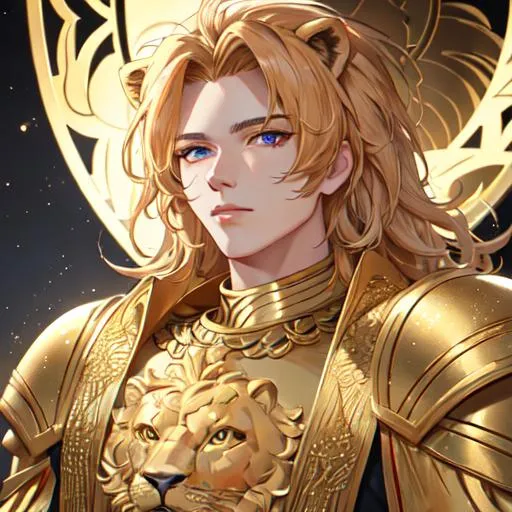 Prompt: Leo  The Lion zodiac as a 
male human, 8k, UHD,  highly detailed, close up