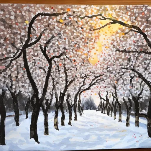 Prompt: Apple and maple groves in acrylic