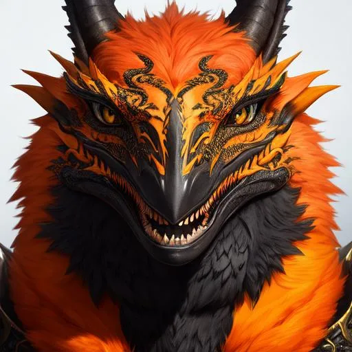 Prompt: Portrait of an anthro wyvern with striking orange fur and iridescent black markings and a cute face, liminal space streets, perfect composition, hyperrealistic, super detailed, 8k, high quality, trending art, trending on artstation, sharp focus, studio photo, intricate details, highly detailed, by greg rutkowski