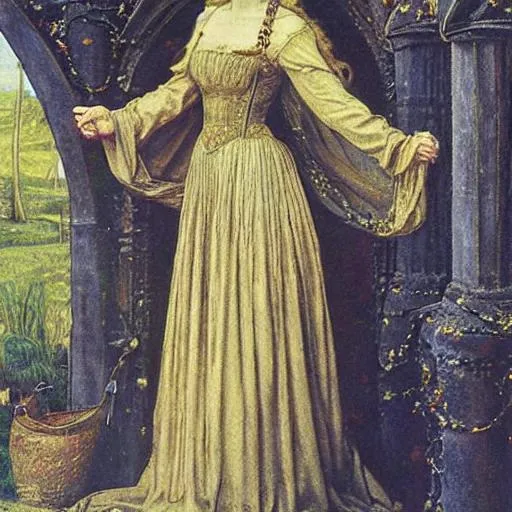 Prompt: Medieval princess oil painting by Pre-Raphaelite brotherhood 