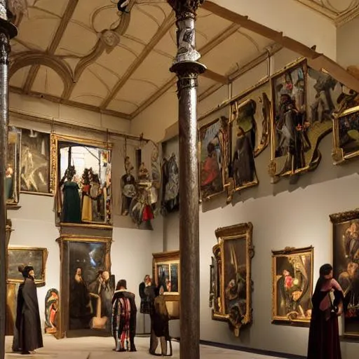 Prompt: museum exhibition in the style of the renaissance
