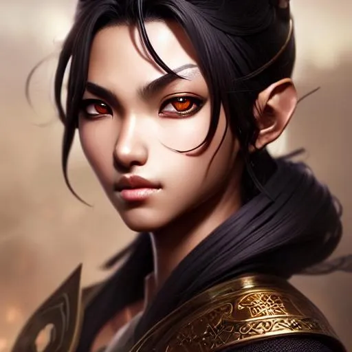 Prompt: portrait of a female monk fighter, smooth soft dark skin, big dreamy eyes, beautiful intricate black curly hair, symmetrical, anime wide eyes, soft lighting, detailed face, stanley artgerm lau, wlop, rossdraws, concept art, digital painting