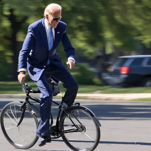 Prompt: Joe Biden riding a bicycle falls