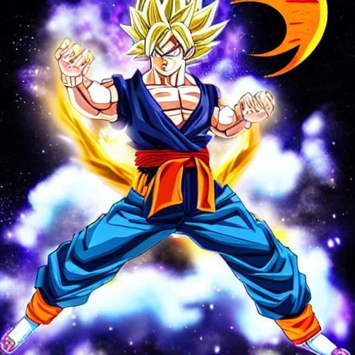 Son Goku Super Sayajin, attack position, full body