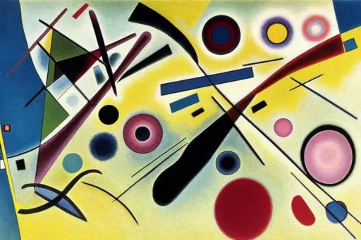 Prompt: Painting by Kandinsky, beige background