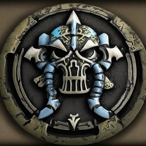 Prompt: warhammer 40,000 necron coin, surprise me