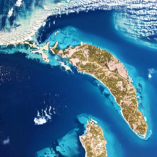 Prompt: satellite view of the bahamas islands