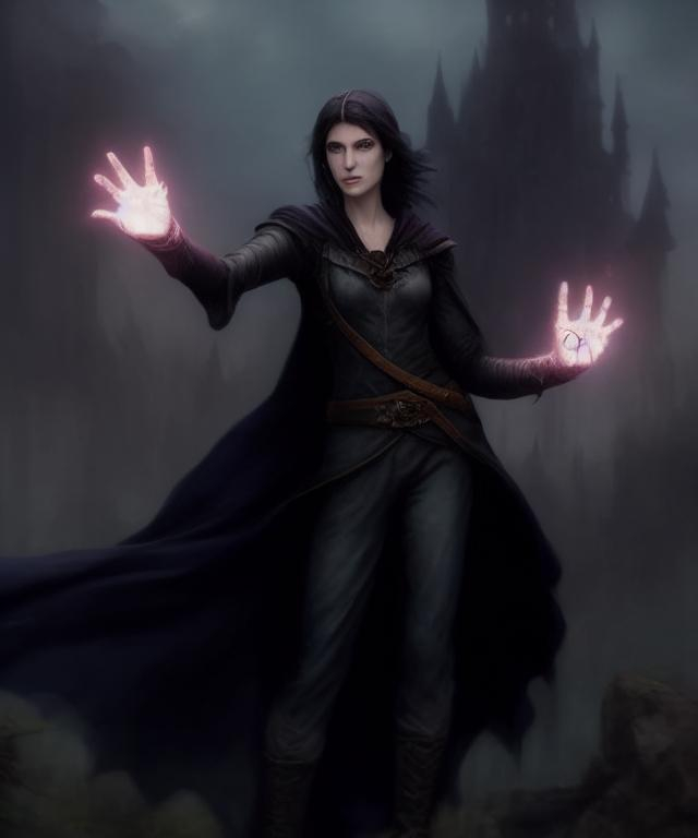 pants. Sorceress warlock casting spell. summoning sp... | OpenArt