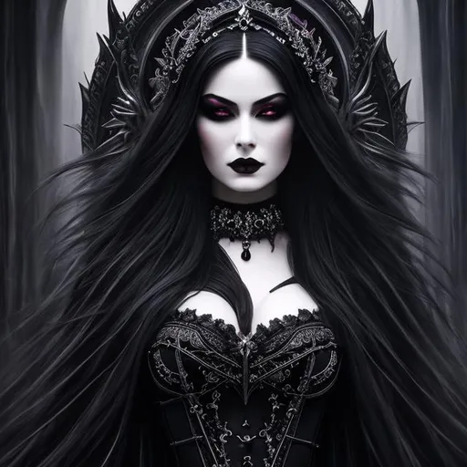 Prompt: {{breathtaking evil goddess of death}}, {{gothic art, lifelike, high quality, meticulously detailed}}, {{full body, oil painting, realism}}
