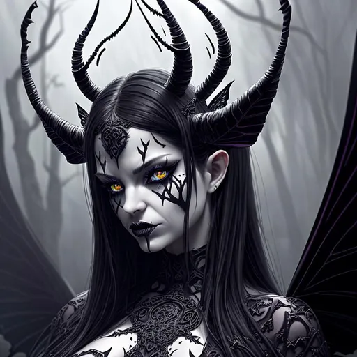 Prompt: Scary, Sinister, ominous, cinematic, dramatic, 3D, HD, [{horned}{Butterfly}, Beautiful big glossy seductive reflective eyes,]::2, {Greek}mythology, mist, expansive Celtic background, digital painting, uber detailed, 64k, high quality, sharp focus, studio photo, intricate details, highly detailed --s98500