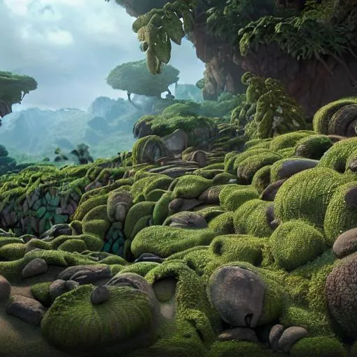 Prompt: Scenary of film National Geography, metal shell crab character ,Zahara, clouse-up,
 hyperrealistic, photorealistic, ultra-detailed, intricate details, unreal engine, octane render, bioma of sand, cavern in the sand   and amazing landscape ,rocks and gigant green fern, 4k. A vine covered tutor in the style of alexander jansson and gediminas pranckevicius mystical, magical, bloosom, volumetric lighting.