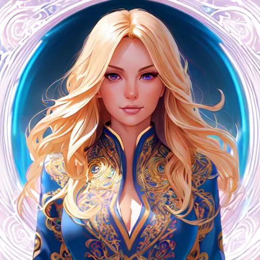 Prompt: 64K, centered position Full body, Faith Hill, dualistic goddess of knowledge and secrets, wavy long blonde hair, by Ilya Kuvshinov, artgerm lau, wlop, rossdraws, concept art, digital painting, looking into camera, intricate ornament on his suit, castle background, colorful ambient, colorfull, HDR, 64K