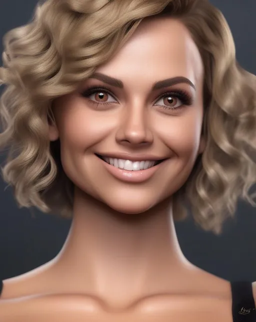 Prompt: 35 yo woman, short curly dirty blonde hair, cute smile, big perfect eyes, realistic face, muscular build, wearing a black evening gown, {waiting for a date} ultra detailed, highly detailed scenario, photorealistic, intricate, realistic skin, realistic pores
