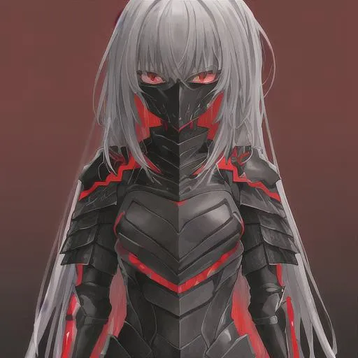 Prompt: black armor with red strips