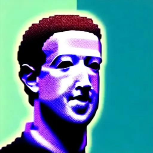 Prompt: A sculpture of Mark Zuckerberg made out of recycled Facebook data, magic, tron, Johnny mnemonic, vaporwave, glitch art