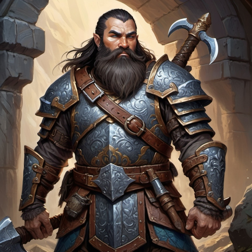 Detailed DnD fantasy art of a heroic male dnd dwarf...