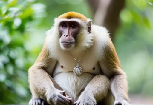 Prompt: Monkey wearing Diamond necklace