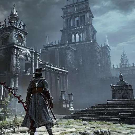 Prompt: an entirely unique area in bloodborne, highly detailed concept art, stunning, screenshot, aztec temple