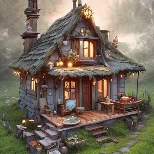 Prompt: A cute and small house fantasy 