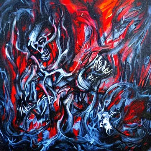 Prompt: nightmare abstract art painting dark and haunting hell and unthinkable 