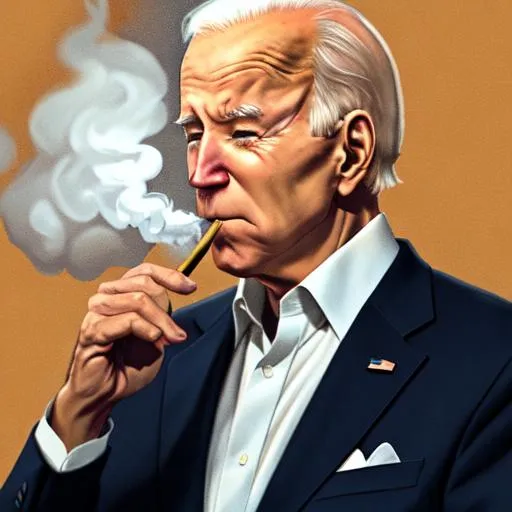 Prompt: joe biden smoking a fat blunt