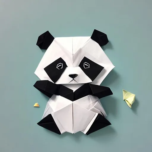 Prompt: Cute panda, origami art