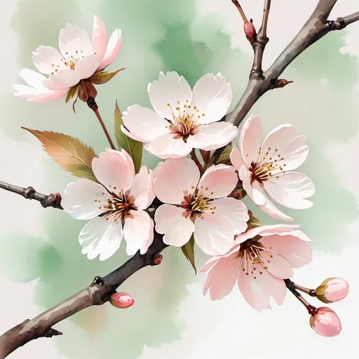 Prompt: creat cherry blossom water color painting logo 
