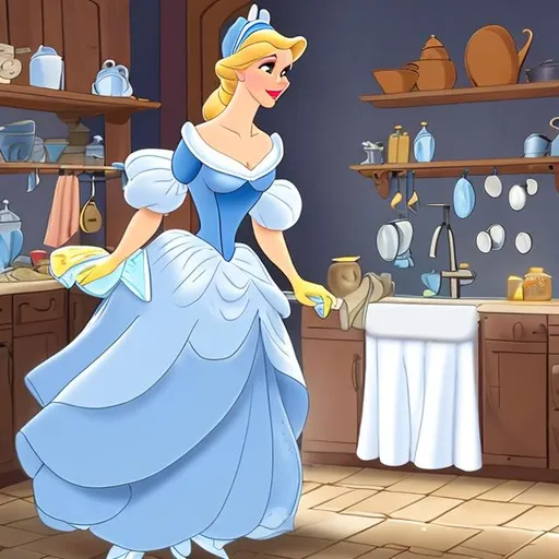 Cinderella in her blue clearance dress