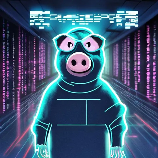 Prompt: generate pig image based on the hackers motion picture
