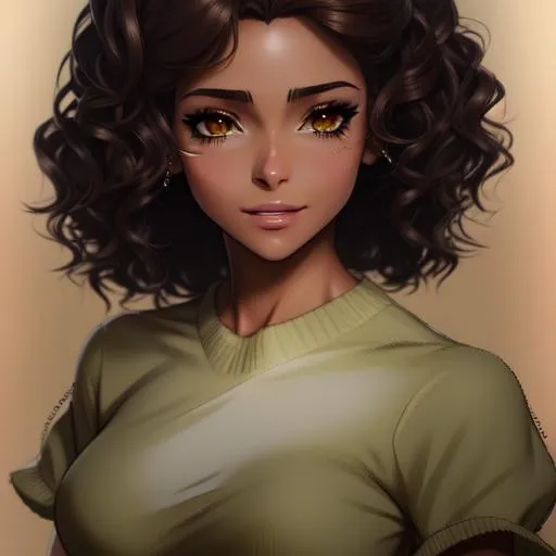 semi-realistic anime girl, skin highlights, hair hig...