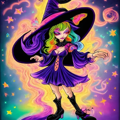 Prompt: Witch in the style of Lisa frank
