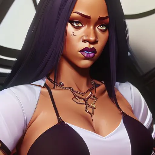 Prompt: Rihanna , pregnant , Hyper realistic, detailed face 