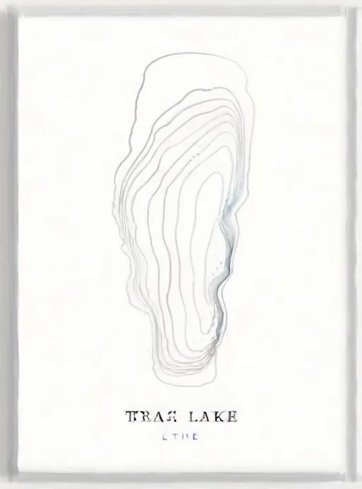 Prompt: watercolor trace the lines of this lake to look like a water color drawn map, minimize background and keep white.