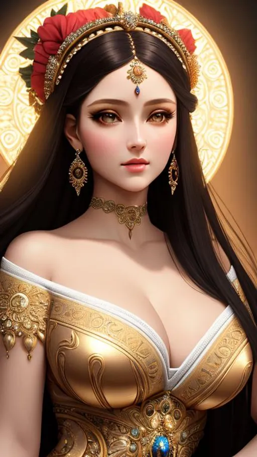 Prompt: Persephone, perfect beauty, Studio Lighting, Soft Body,monalisa pose, perfect anatomy, RTX, De-Noise, insanely detailed and intricate, hypermaximalist, elegant, ornate, hyper realistic, super detailed, Close up look, Beautiful gorgeous , Goddess look, White dress, Portrait, seductive, 8k