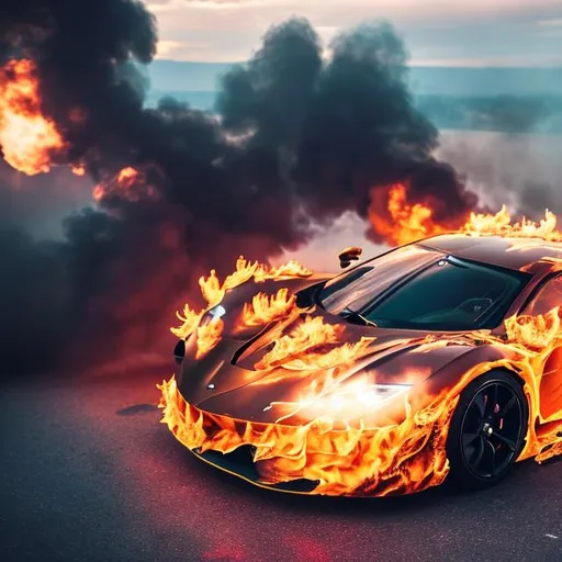 Prompt: SUPER CAR IN FIRE
