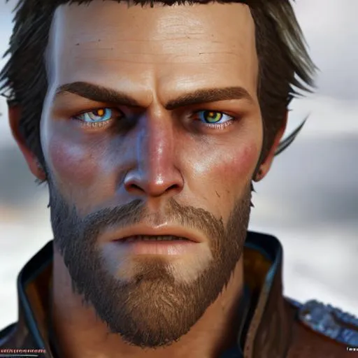 A Blender 3D version of Arthur Morgan with blue eyes