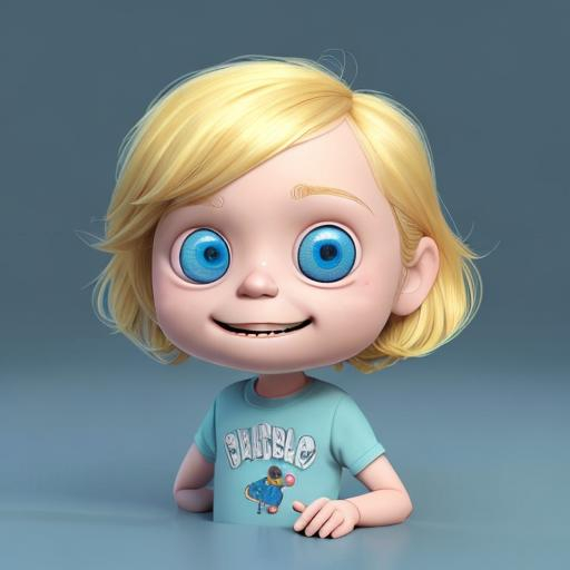 Adorable blonde boy, dimples, 3d character, blue eye... | OpenArt