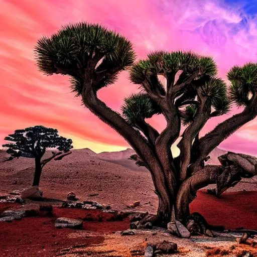 Prompt: a large dragon blood tree  4K