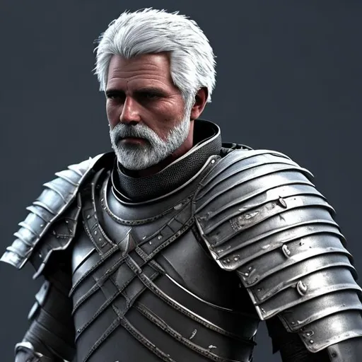 Prompt: grey-haired hardened knight
