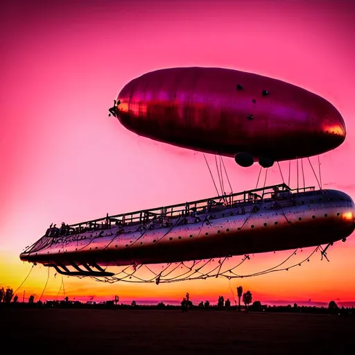 Prompt: steampunk pink sunset airship girl  8k HDR